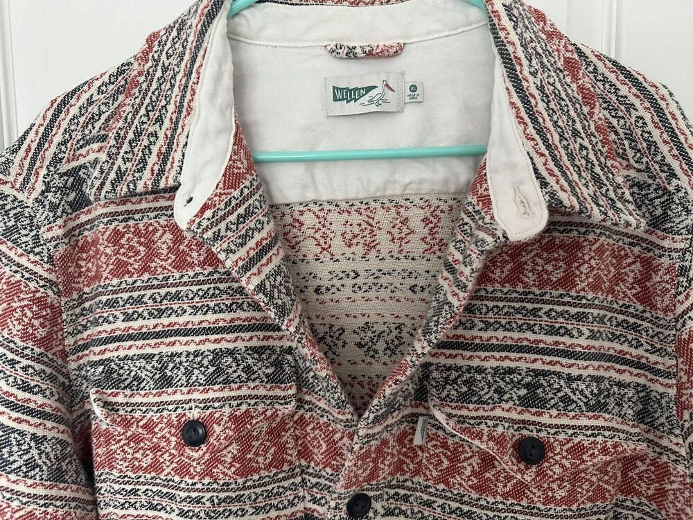 Wellen Southwestern Pattern Button Up Jacket XL Red Cream Black - Picture 2 of 6